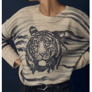 Pilcro Sweater Womens Multicolor 100% Cashmere Tiger Graphic Sweater Luxury S